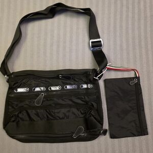Sleek Black Messenger Bag with Pouch